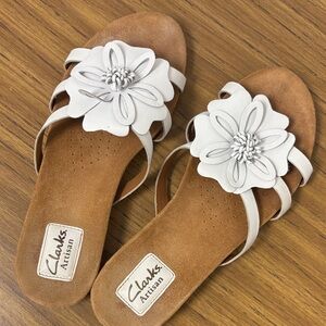 Clarks Artisan Tan and White Floral Sandals